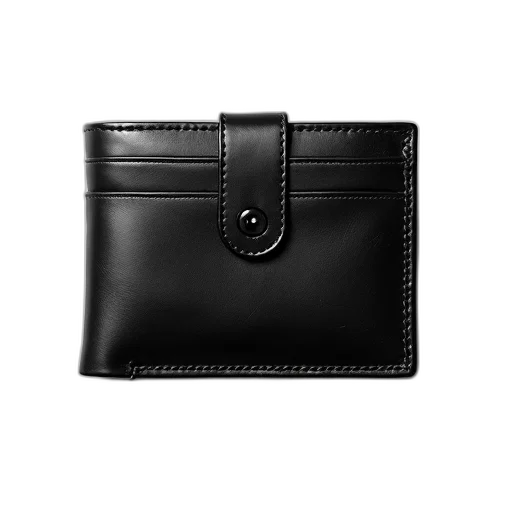 black, leather, wallet, smooth, texture, simple, design, featuring transparent PNG cut-out