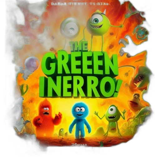 concept art, comic book art, 3d render, green, poster, nerro, featuring, colorful transparent PNG cut-out