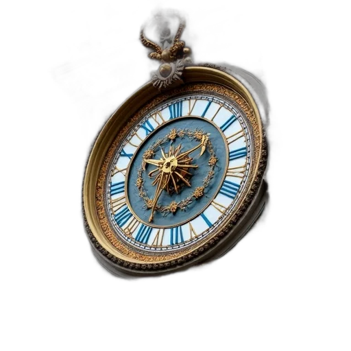 jewelry, photorealistic, large, ornate, clock, roman, numerals, mounted transparent PNG cut-out