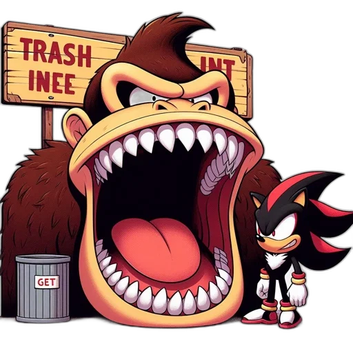 concept art, comic book art, cartoon, pixel art, large, ape, menacing, expression transparent PNG cut-out