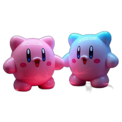 3d render, concept art, vaporwave, pixel art, pastel, two, kirby, kirbys transparent PNG cut-out