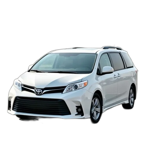 car, photorealistic, 3d render, white, toyota, minivan, parked, parking transparent PNG cut-out
