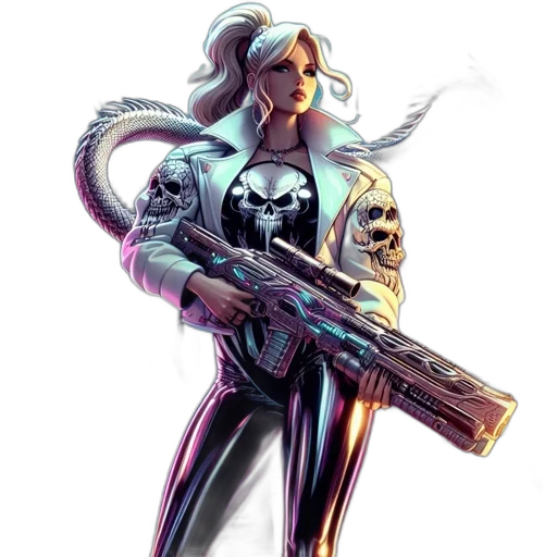 weapon, robot, concept art, cyberpunk, comic book art, pixel art, pastel, futuristic transparent PNG cut-out