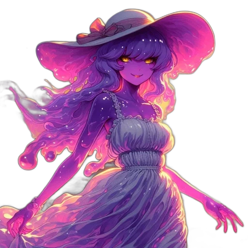 dress, hat, staff, creature, concept art, fantasy art, watercolor, pixel art transparent PNG cut-out