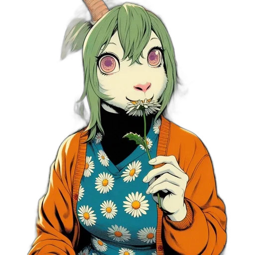 flower, animal, dress, creature, anime, pixel art, cartoon, concept art transparent PNG cut-out