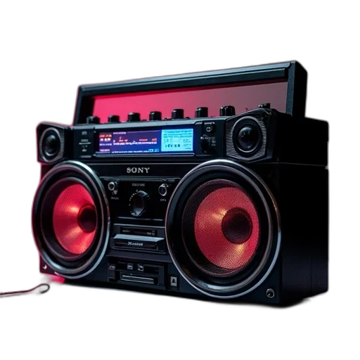 sony, boombox, front, speaker, turned, down transparent PNG cut-out