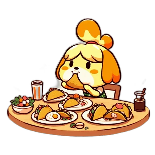 food, animal, pixel art, concept art, cartoon, golden, character, eats transparent PNG cut-out