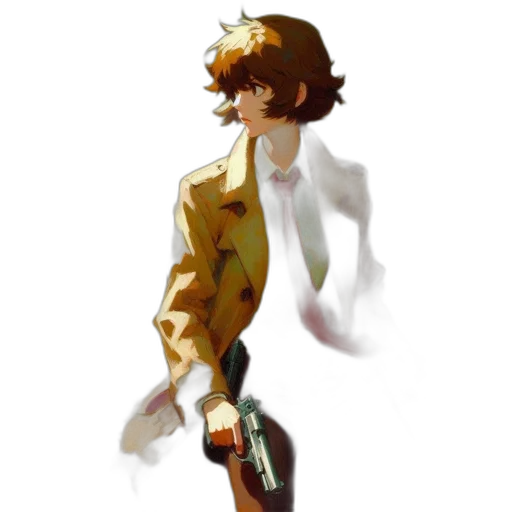 jacket, robot, dress, staff, concept art, pixel art, watercolor, photorealistic transparent PNG cut-out