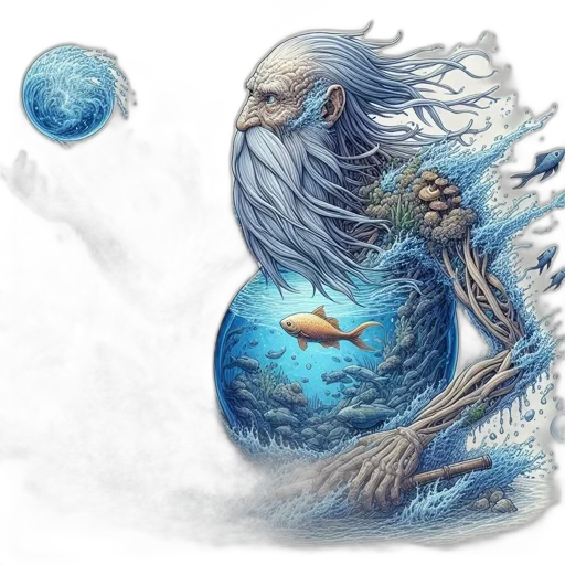 dragon, creature, fantasy art, concept art, photorealistic, watercolor, underwater, fog transparent PNG cut-out