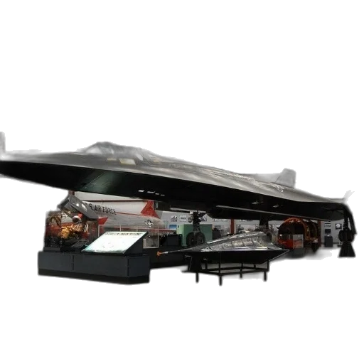 weapon, concept art, 3d render, large, black, jet, display, museum transparent PNG cut-out