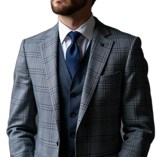 jacket, staff, face, photorealistic transparent PNG cut-out
