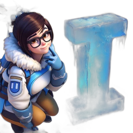 jacket, staff, concept art, fantasy art, pixel art, 3d render, snow, blue transparent PNG cut-out