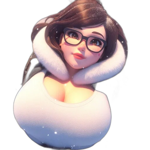 dress, staff, face, concept art, fantasy art, 3d render, cartoon, snow transparent PNG cut-out
