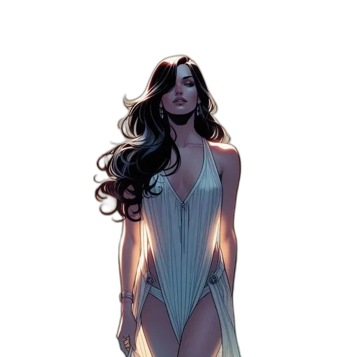 dress, comic book art, concept art, fantasy art, cartoon, earth tones, pastel, solitary transparent PNG cut-out