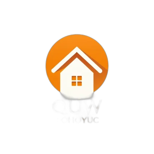building, 3d render, stylized, orange, white, logo, house, icon transparent PNG cut-out