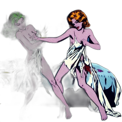 dress, concept art, fantasy art, comic book art, vaporwave, fire, underwater, fog transparent PNG cut-out