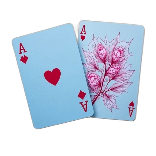 pair, blue, playing, cards, pink, floral, pattern, back transparent PNG cut-out