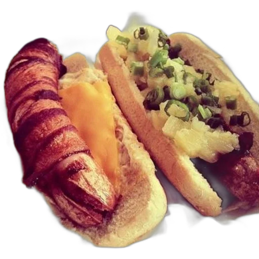 food, hot, dog, bacon, wrapped, around, cheese, side transparent PNG cut-out