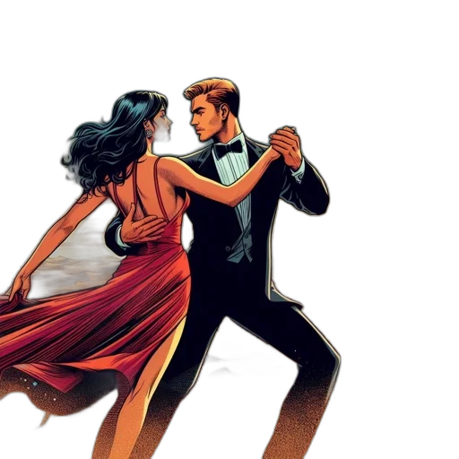 comic book art, concept art, man, woman, dance, passionately, desert, landscape transparent PNG cut-out