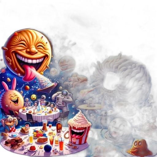food, creature, mask, concept art, fantasy art, 3d render, photorealistic, outer space transparent PNG cut-out
