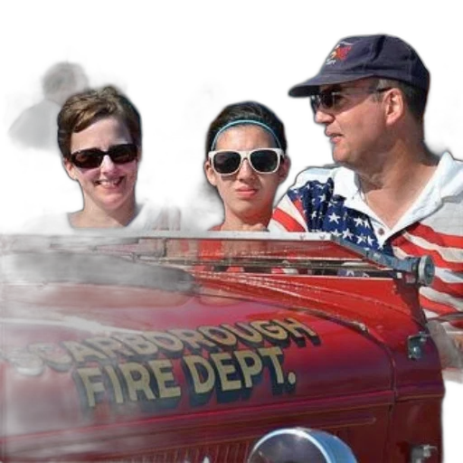 staff, car, fire, three, people, wearing, sunglasses, sit transparent PNG cut-out
