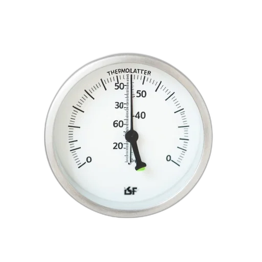 white, analog, thermometer, black, numbers, green, pointer, displayed transparent PNG cut-out