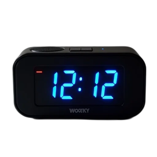 black, digital, alarm, clock, blue, display, showing, time transparent PNG cut-out