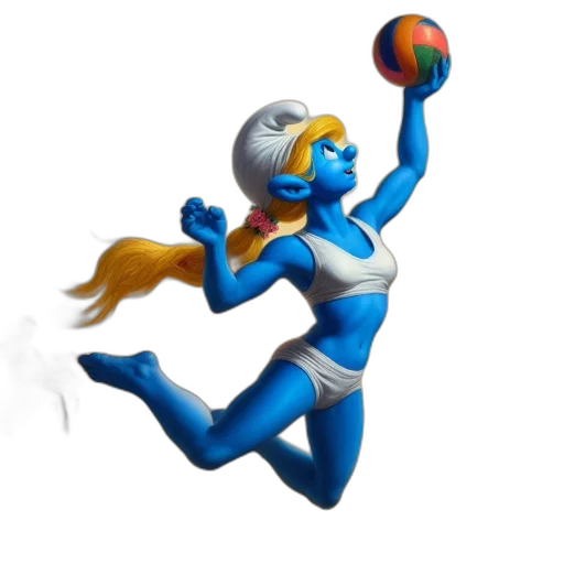 robot, concept art, 3d render, fantasy art, cartoon, blue-skinned, smurf-like, figure transparent PNG cut-out
