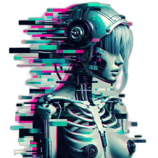 robot, face, mask, dress, cyberpunk, vaporwave, concept art, pixel art transparent PNG cut-out