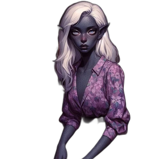 dress, creature, face, staff, concept art, fantasy art, watercolor, comic book art transparent PNG cut-out