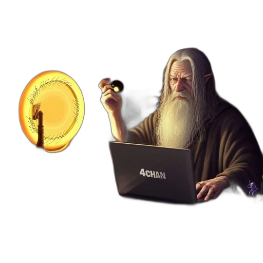 staff, jewelry, fire, elderly, wizard, long, white, beard transparent PNG cut-out