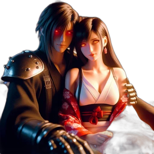 fantasy art, concept art, photorealistic, 3d render, fire, red, two, anime-style transparent PNG cut-out