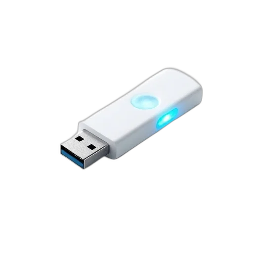 weapon, robot, 3d render, white, usb, flash, drive, blue transparent PNG cut-out