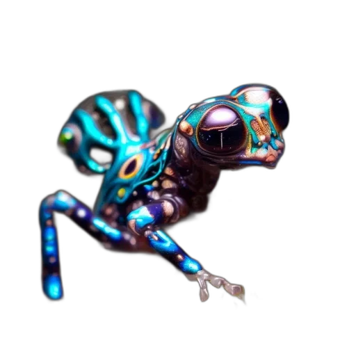 creature, robot, animal, staff, concept art, 3d render, pixel art, vaporwave transparent PNG cut-out