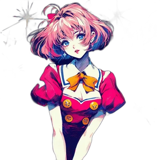 flower, dress, staff, jacket, anime, concept art, pixel art, watercolor transparent PNG cut-out