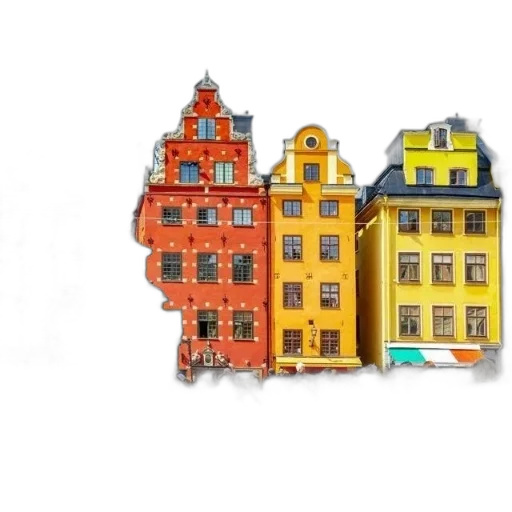 building, photorealistic, 3d render, concept art, watercolor, city street, colorful, buildings transparent PNG cut-out