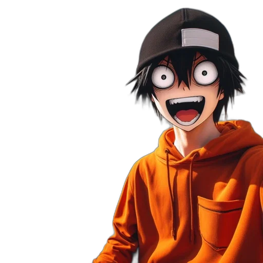 hat, mask, face, jacket, anime, cartoon, 3d render, concept art transparent PNG cut-out