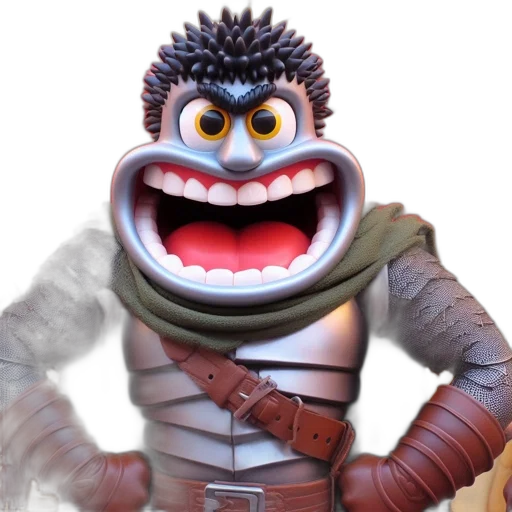 creature, mask, 3d render, concept art, character, features, wide, toothy transparent PNG cut-out