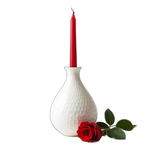 flower, bottle, crown, staff, 3d render, photorealistic, white, ceramic transparent PNG cut-out