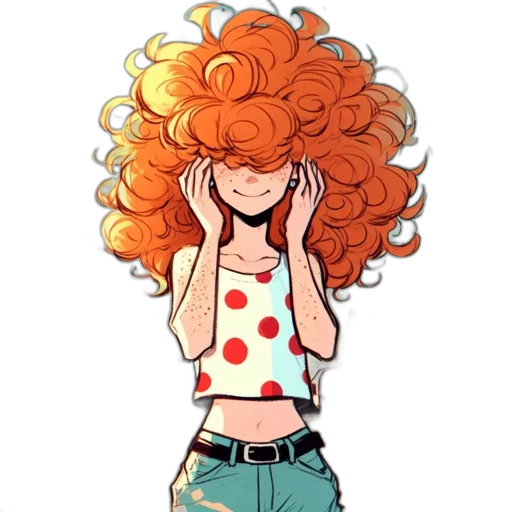 hair, dress, cartoon, comic book art, concept art, watercolor, colorful, red transparent PNG cut-out