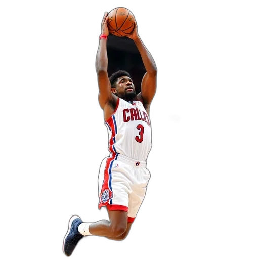 concept art, 3d render, photorealistic, basketball, player, white, red, uniform transparent PNG cut-out