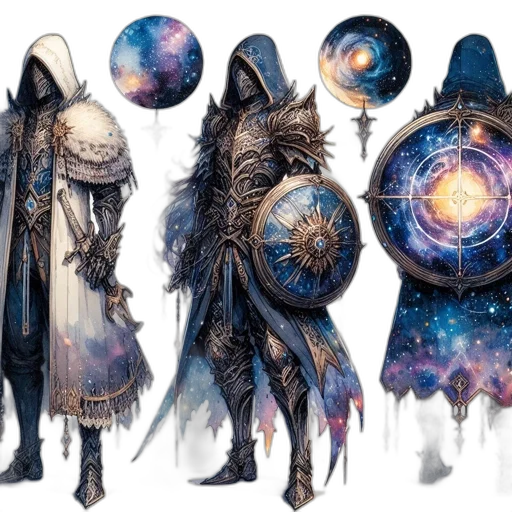 staff, mask, concept art, fantasy art, comic book art, outer space, blue, dark transparent PNG cut-out
