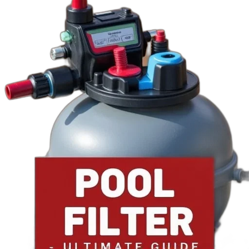 close-up, image, pool, filter, red, black, handle, silver transparent PNG cut-out