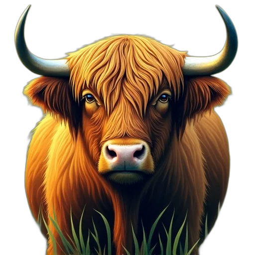 animal, face, photorealistic, oil painting, concept art, fantasy art, close-up, yak transparent PNG cut-out