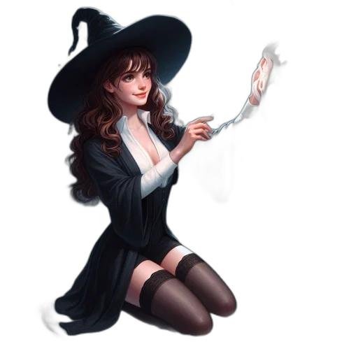 staff, fantasy art, concept art, pixel art, photorealistic, dark, young, woman transparent PNG cut-out