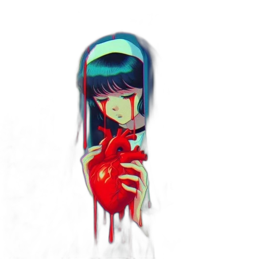 mask, robot, dress, face, pixel art, anime, vaporwave, concept art transparent PNG cut-out