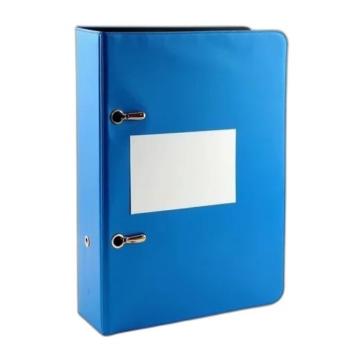 3d render, blue, binder, white, label, reads, heavy, duty transparent PNG cut-out