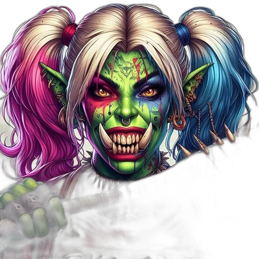 face, fantasy art, concept art, photorealistic, comic book art, neon, character, green transparent PNG cut-out