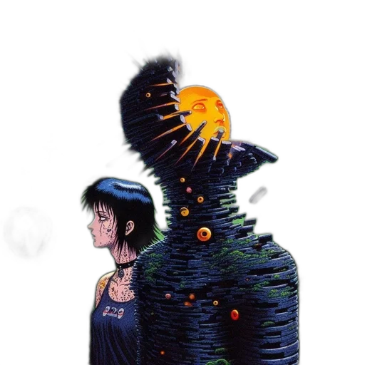 dress, robot, dragon, creature, concept art, fantasy art, cyberpunk, pixel art transparent PNG cut-out