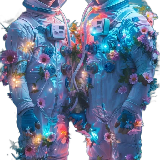 jacket, dress, robot, mask, concept art, cyberpunk, vaporwave, 3d render transparent PNG cut-out